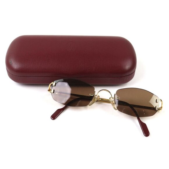 Cartier 2 C Decor Two Point Rimless Sunglasses Gold Bold 22 135 Demo Lens main image 11